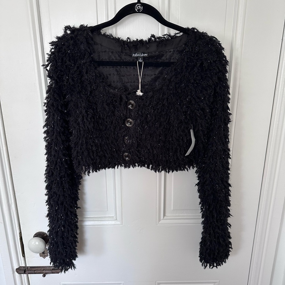 For love and lemons cropped sparkle sweater